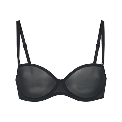 ULTRA FINE MESH STRAPLESS BRA | ONYX