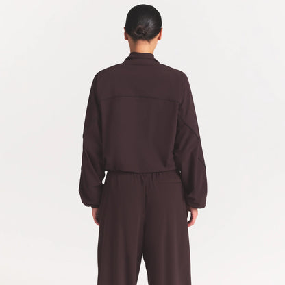 NikeSKIMS STRETCH NYLON OVERSIZED TRACK JACKET | DARK ROAST