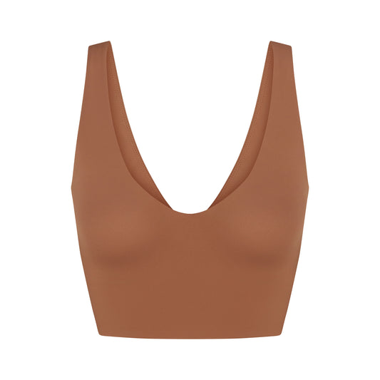 NikeSKIMS MATTE V-NECK BRA TOP | CAROB BROWN