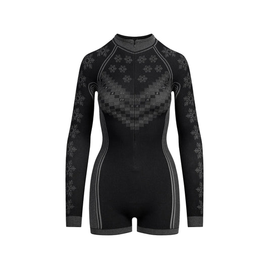 SKIMS FIRST LAYERS HALF ZIP ONESIE | OBSIDIAN WINTER FAIR ISLE