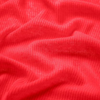 SHEER RIB LONG SLEEVE TOP | CARMINE