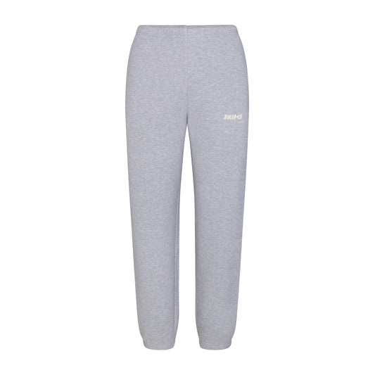 COTTON FLEECE JOGGER WITH EMBOSSED LOGO | HEATHER GREY