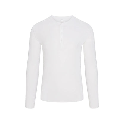 SKIMS COTTON RIB MENS HENLEY | CHALK