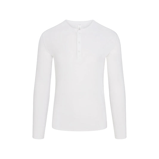 SKIMS COTTON RIB MENS HENLEY | CHALK