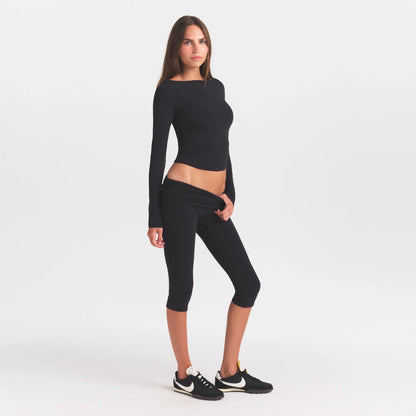 COTTON JERSEY FOLDOVER CAPRI | SOOT