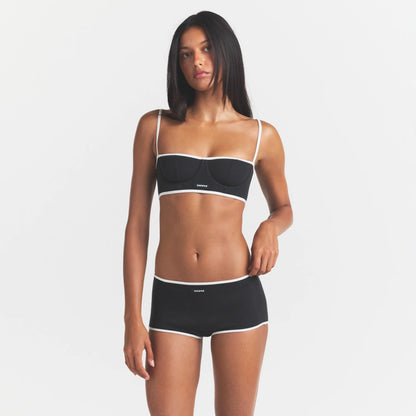 COTTON RIB BOY SHORT | SOOT CONTRAST