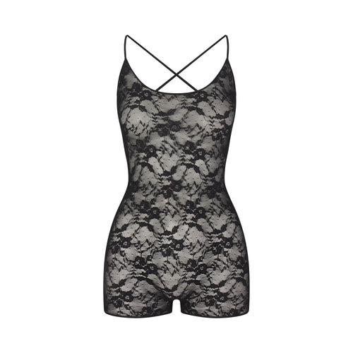 STRETCH LACE LOW BACK ONESIE | SOOT