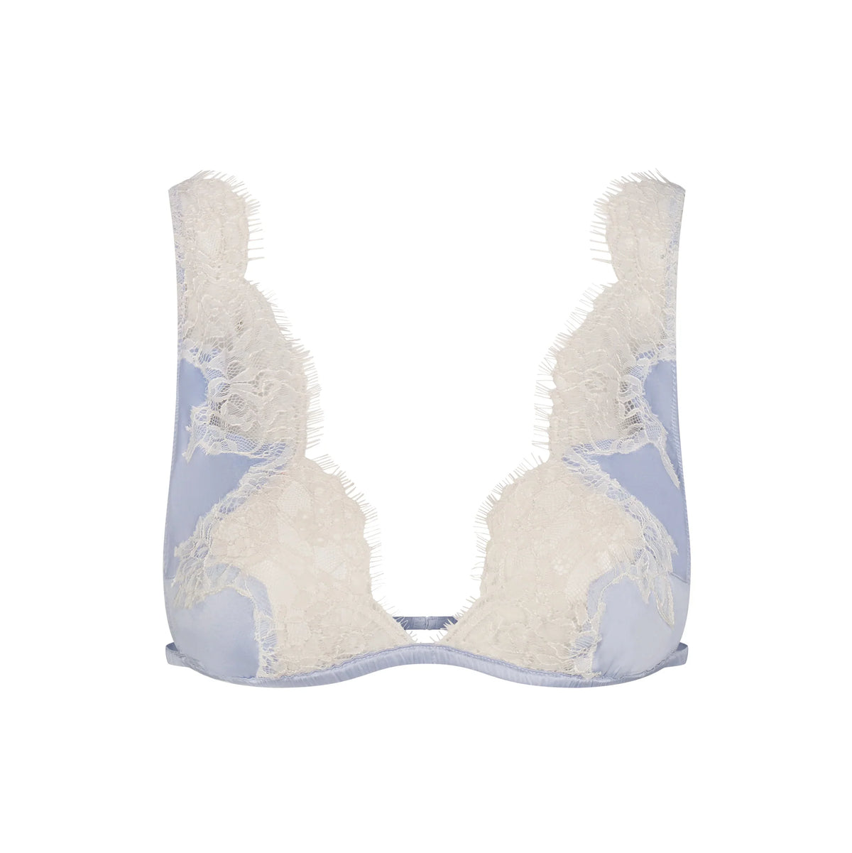 SILK LACE PLUNGE BRALETTE | PERIWINKLE CONTRAST