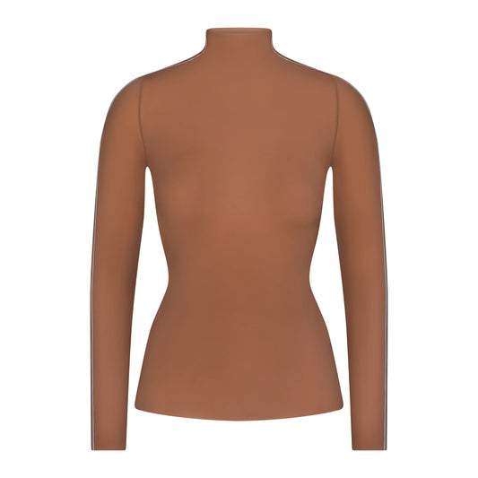 NikeSKIMS WEIGHTLESS LAYERS MOCK NECK LONG SLEEVE TOP | CAROB BROWN