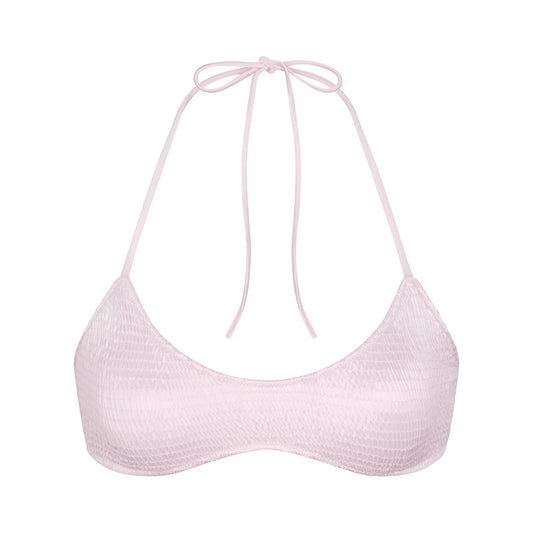 SATIN SWIM SMOCKED SCOOP BIKINI TOP | CHERRY BLOSSOM