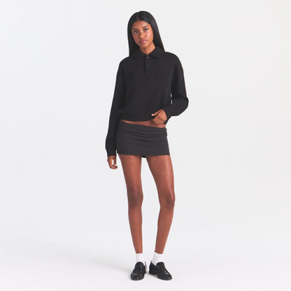 COTTON RIB FOLDOVER MINI SKIRT | SOOT