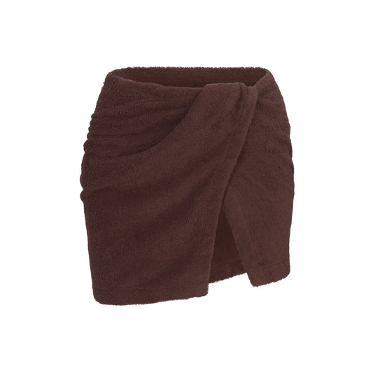 TERRY COVER-UPS WRAP SKIRT | DARK SEPIA