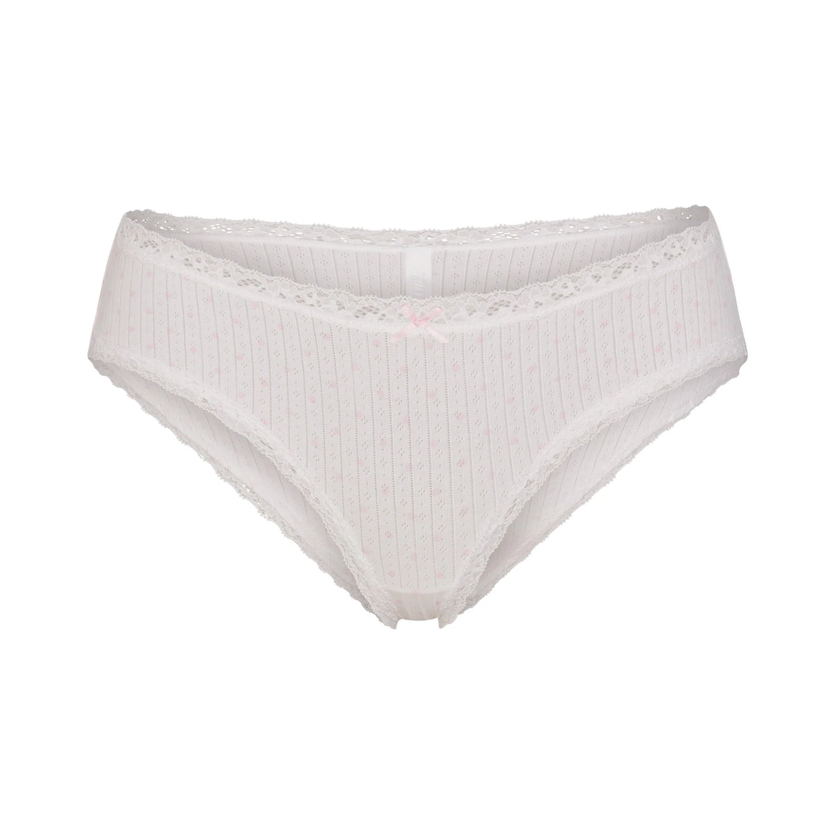 LIGHTWEIGHT COTTON POINTELLE LACE BRIEF | SNOW PEONY PIN DOT