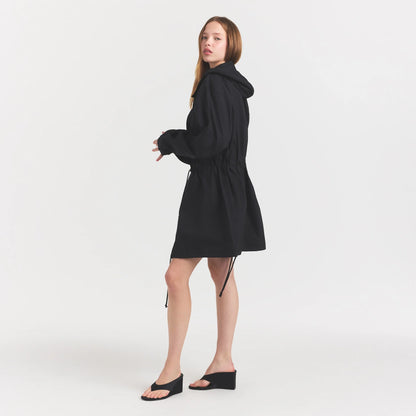 WOVEN COTTON OVERSIZED ANORAK | ONYX