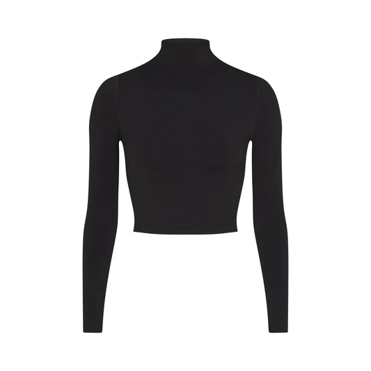 NikeSKIMS VINTAGE SEAMLESS MOCK NECK CROP TOP | OBSIDIAN