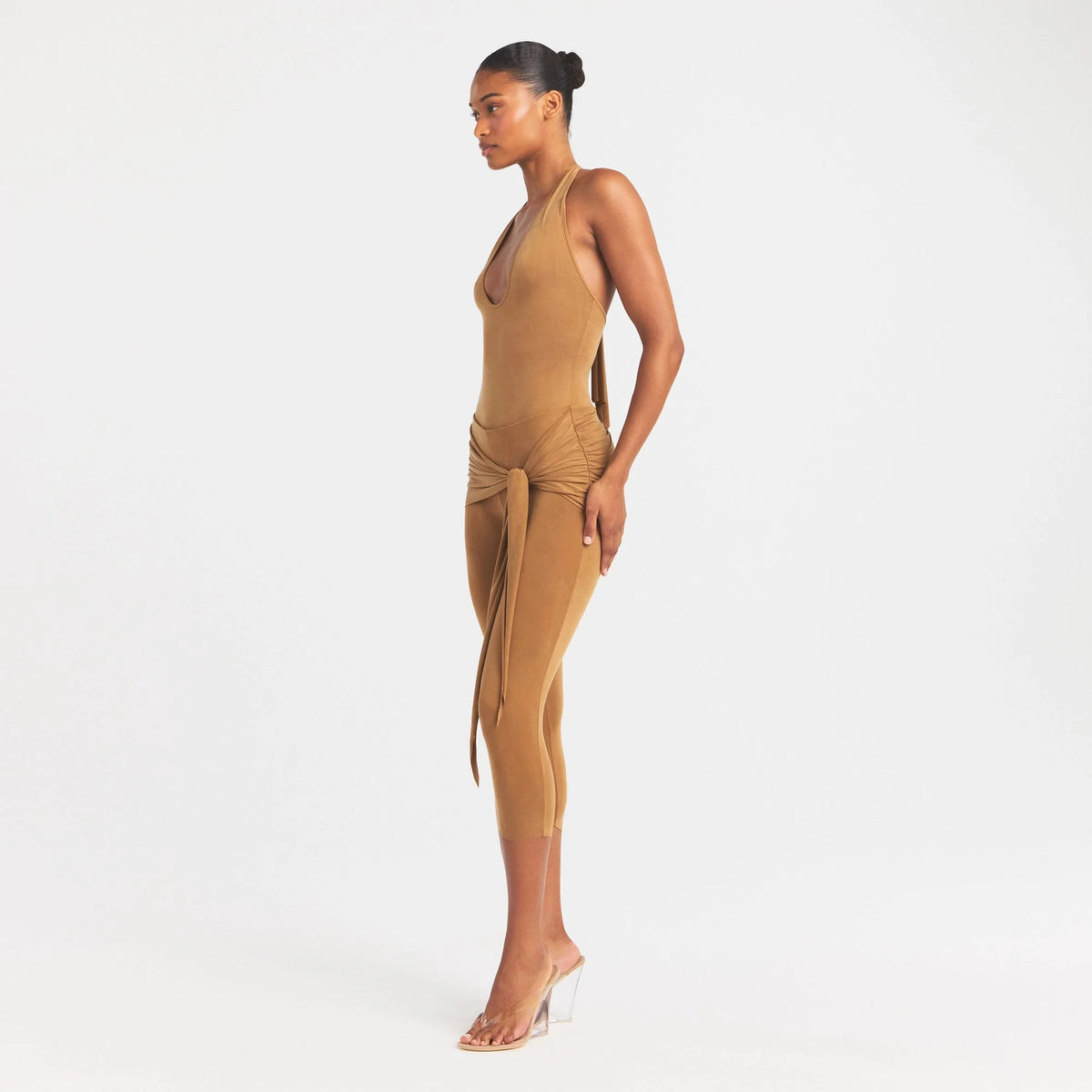 CUPRO JERSEY WRAP CAPRI | ALMOND
