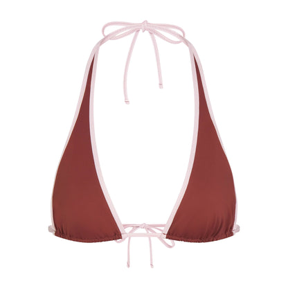 SIGNATURE SWIM HALTER PLUNGE BIKINI TOP | HENNA CONTRAST