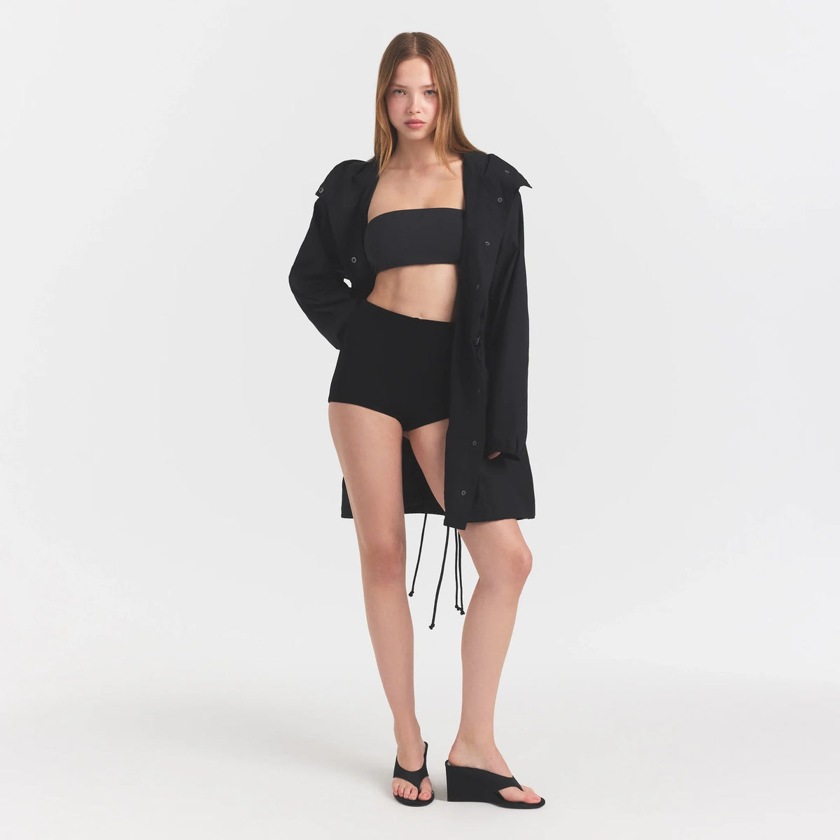 WOVEN COTTON OVERSIZED ANORAK | ONYX