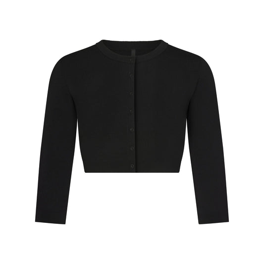 REFINED KNIT CROPPED CARDIGAN | OBSIDIAN