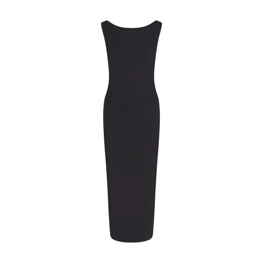 SMOOTH LAYERS CUT OUT LONG DRESS | OBSIDIAN