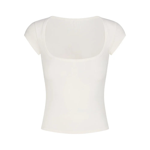 COTTON JERSEY SCOOP NECK T-SHIRT | MARBLE
