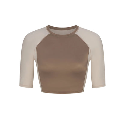 NikeSKIMS SHINE PADDED HALF SLEEVE CROP TOP | TRUFFLE AND STONE
