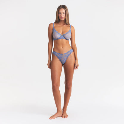 STRETCH LACE UNLINED DEMI BRA | SLATE