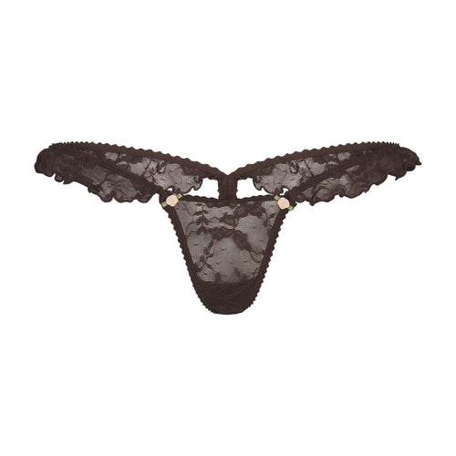 STRETCH LACE BUTTERFLY THONG | ESPRESSO