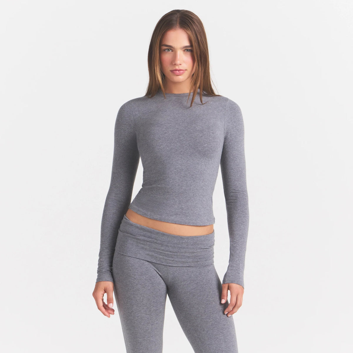 COTTON JERSEY LONG SLEEVE T-SHIRT | DARK HEATHER GREY