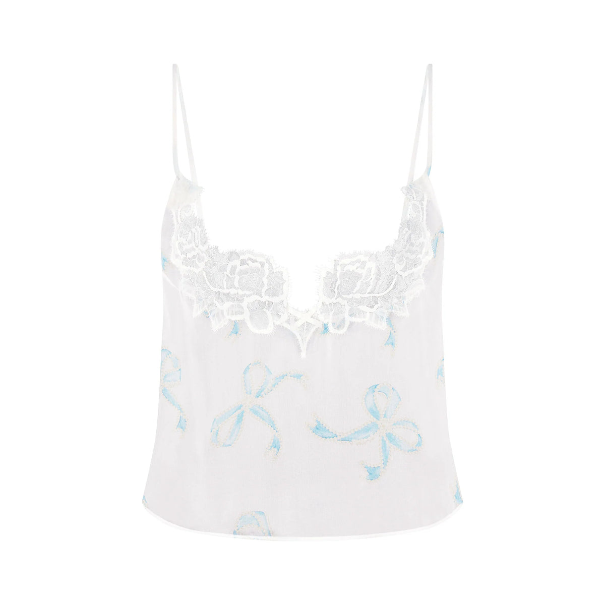 SKIMS ROMANCE CAMI AND SHORT SET | IVORY PEARL BOWS PRINT