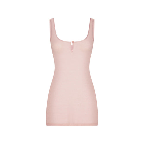 SHEER RIB MINI SLIP DRESS | MORGANITE
