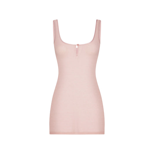 SHEER RIB MINI SLIP DRESS | MORGANITE
