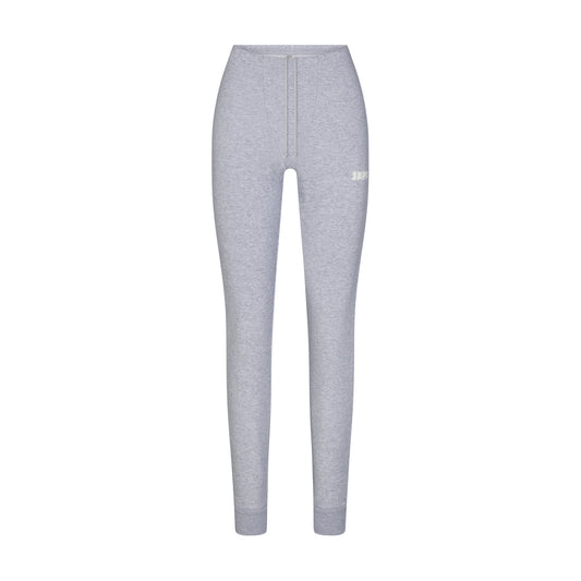 COTTON FLEECE LEGGING WITH EMBOSSED LOGO | HEATHER GREY