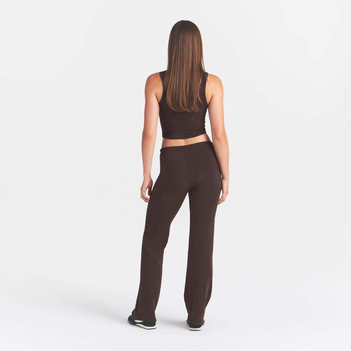 COTTON JERSEY STRAIGHT LEG PANT | ESPRESSO