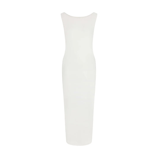 SMOOTH LAYERS CUT OUT LONG DRESS | EGRET