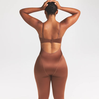 NikeSKIMS SATIN SHINE PANELED 26" ONE PIECE | CAROB BROWN