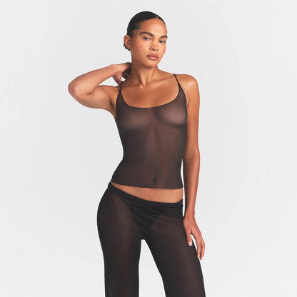 ULTRA FINE MESH CAMI | OBSIDIAN