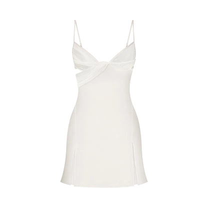 SKIMS ROMANCE DRAPED MINI SLIP DRESS | IVORY