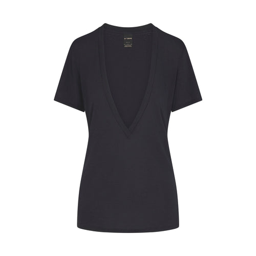 NikeSKIMS PERFORMANCE COTTON BLEND SHORT SLEEVE V-NECK TOP | OBSIDIAN