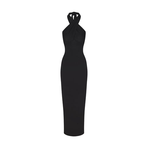 SMOOTH LAYERS CONVERTIBLE LONG DRESS | OBSIDIAN