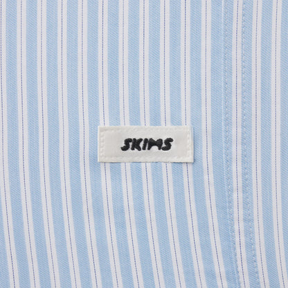 COTTON POPLIN SLEEP CROPPED BUTTON UP AND BLOOMER SET | MARINA MESH STRIPE