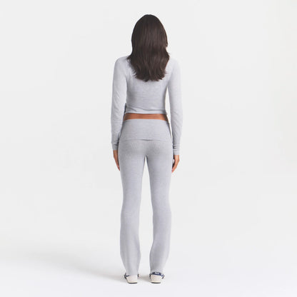 ESSENTIAL KNIT FOLDOVER PANT | MID HEATHER GREY