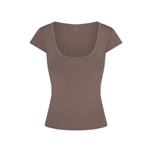 REFINED KNIT SCOOP NECK TOP | AMETHYST