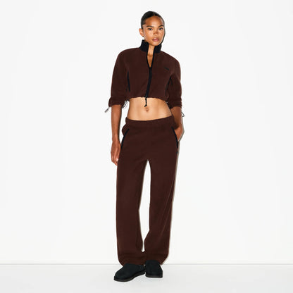 OUTDOOR FLEECE CROPPED 3/4 SLEEVE JACKET | COCOA