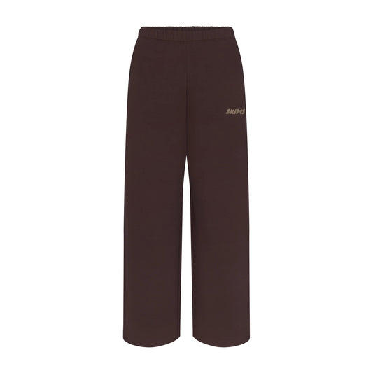 COTTON FLEECE STRAIGHT LEG PANT WITH EMBOSSED LOGO | ESPRESSO