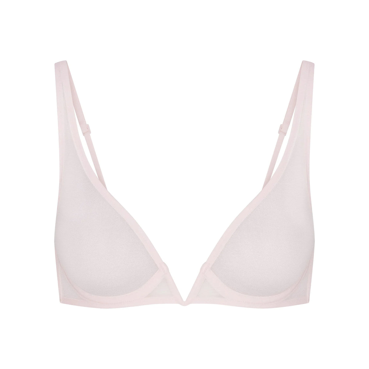 ULTRA FINE MESH DEEP PLUNGE BRA | BARELY PINK