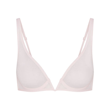 ULTRA FINE MESH DEEP PLUNGE BRA | BARELY PINK