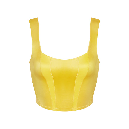 NikeSKIMS SATIN SHINE PANELED SCOOP TANK | CITRINE