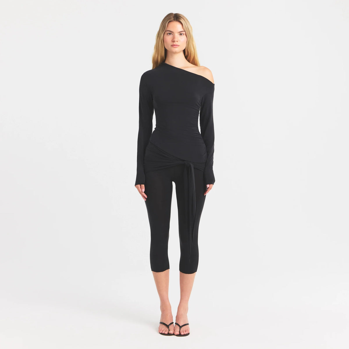 CUPRO JERSEY ASYMMETRICAL TOP | OBSIDIAN