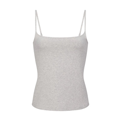 COTTON JERSEY SCOOP NECK CAMI | LIGHT HEATHER GREY